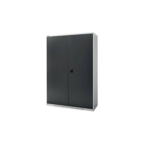 Schäfer Shop Genius Flügeltürenschrank FS, Stahl, mit Belüftungslöchern, B 1343 x T 520 x H 1950 mm, 5 OH, Lichtgrau/Anthrazitgrau, bis 750 kg