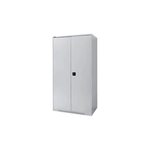Schäfer Shop Genius Flügeltürenschrank FS, Stahl, mit Belüftungslöchern, B 1055 x T 620 x H 1950 mm, 5 OH, Weißalu/Weißalu, bis 500 kg