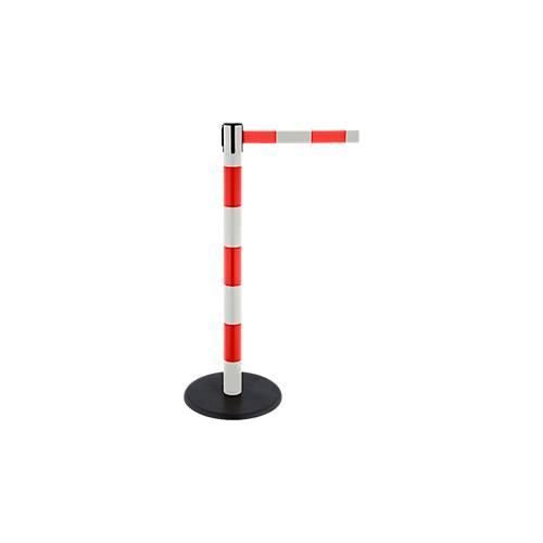 Absperrpfosten RS-Guidesystems GLAG 28, Gurtauszug 2300 mm, weiß-rot/weiß-rot