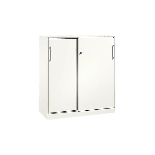 Schiebetürenschrank ASISTO C 3000, 3 Ordnerhöhen, mit Abdeckplatte, Breite 1200 mm, weiß/weiß