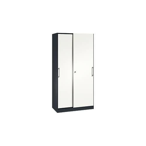 Schiebetürenschrank ASISTO C 3000, 5 Ordnerhöhen, abschließbar, Breite 1000 mm, anthrazit/weiß