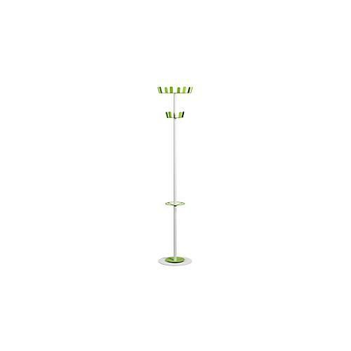 Garderobenständer Paperflow®, 12 Haken, mit Schirmhalter & Tropfmulde, B 350 x T 350 x H 1750 mm, Stahl, weiß-grün
