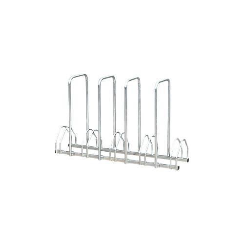Bügelparker Mottez B131AR, 2-seitig, für Reifen mit B 35-55 mm, mit Diebstahlsicherung, 4 Bügel, für bis zu 5 Fahrräder, B 1320 x T 330 x H 830 mm, Stahlrohr, silber