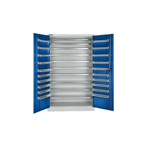 Schäfer Shop Select Magazinschrank, 10 Fachböden, ohne Ausstattung, B 1200 x T 500 x H 1935 mm, Stahl, lichtgrau/enzianblau