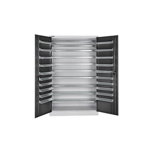 Schäfer Shop Select Magazinschrank, 10 Fachböden, ohne Ausstattung, B 1200 x T 500 x H 1935 mm, Stahl, weißaluminium/anthrazitgrau
