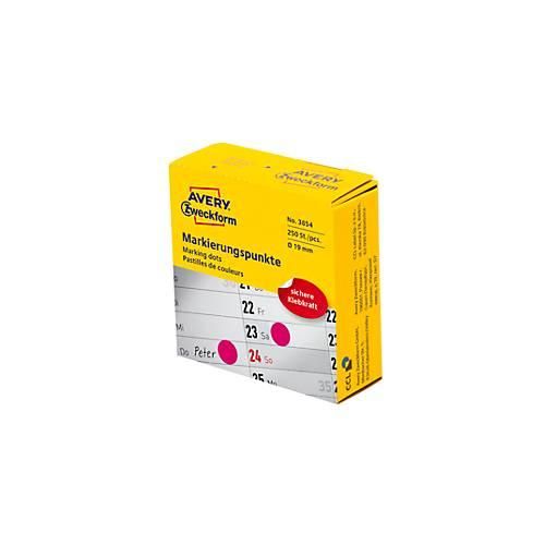 Avery Zweckform Markierungspunkte Spenderbox, permanent haftend, Dm. 19 mm, rot