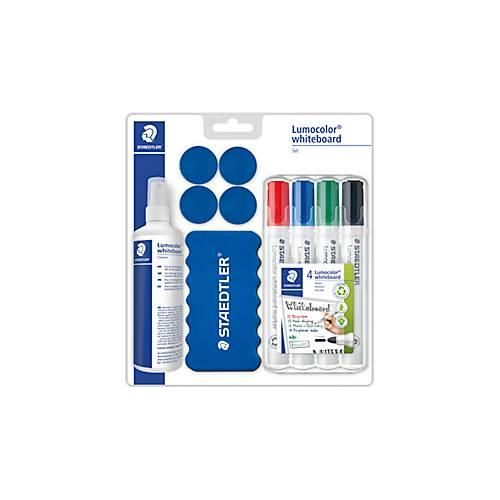 Staedtler Whiteboard-Set Lumocolor 613 S, inkl. 4 Whiteboard-Markern, Wischer, Reinigungsspray und Magneten