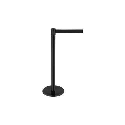 Absperrpfosten, Kopf um 360° drehbar, Gurt bis 2,3 m ausziehbar, Gurtkassette & Bremse, L 1000 mm, Metall, Gurt schwarz