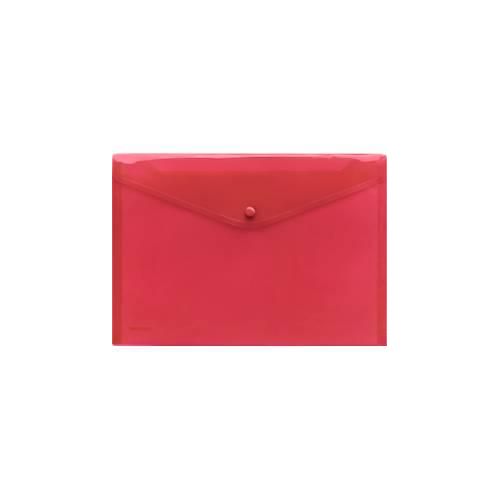 FolderSys Dokumententasche, DIN A4 quer, Druckknopfverschluss, PP, rot transparent