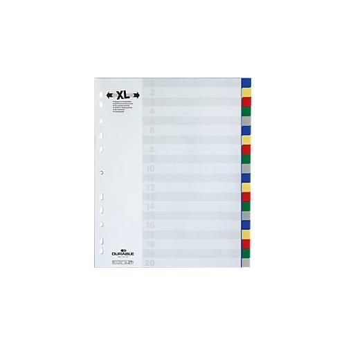 Durable PP-Register, 20 Blätter, überbreit