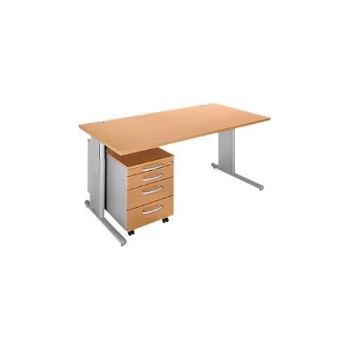 Schäfer Shop Select 2-tlg. Büromöbel-Set COMBITEC, Schreibtisch, B 1600 mm, Buche/weißalu + Rollcontainer 1233