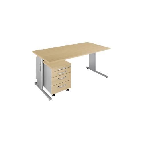 Schäfer Shop Select 2-tlg. Büromöbel-Set COMBITEC, Schreibtisch, B 1600 mm, Ahorn/weißalu + Rollcontainer 1233