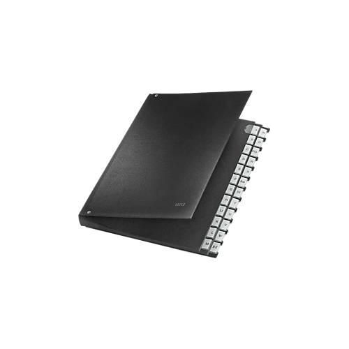LEITZ® Pultordner, für DIN A4, alphabetisch, 26 Fächer, Graupappe, schwarz