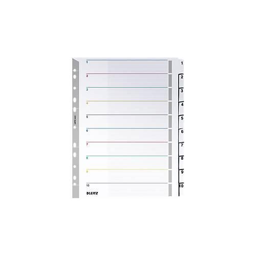 LEITZ® Wiederbeschreibbare Kartonregister, Zahlen 1-10, mit Lochung