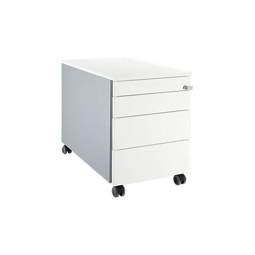 Schäfer Shop Select Rollcontainer 1233, mit Griffnut, B 435 x H 567 mm, weißalu/weißalu/weiß