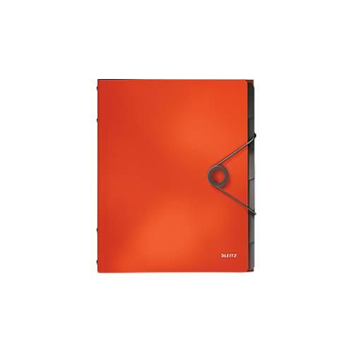 LEITZ® Dokumentenmappe Solid, DIN A4, 3 Schutzkappen, 6 Fächer, PP, hellrot
