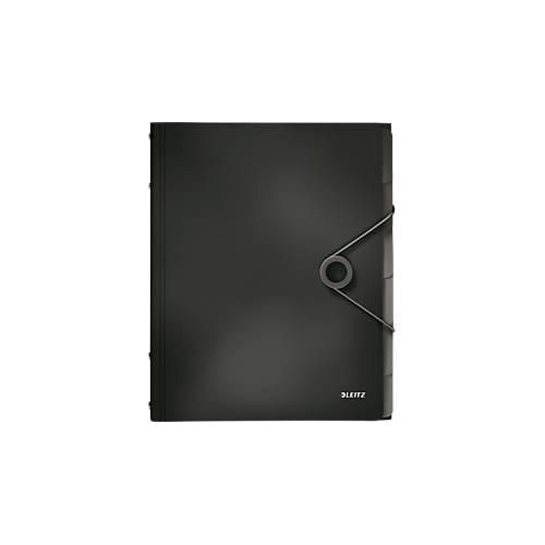 LEITZ® Dokumentenmappe Solid, DIN A4, 3 Schutzkappen, 6 Fächer, PP, schwarz