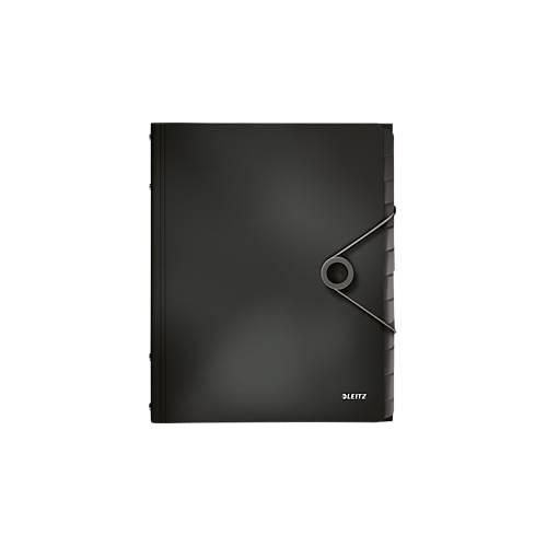 LEITZ® Dokumentenmappe Solid, DIN A4, 3 Schutzkappen, 12 Fächer, PP,schwarz