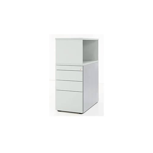 Schäfer Shop Genius Standcontainer mit Aufsatzregal, abschließbar, seitliche Griffnut, lichtgrau