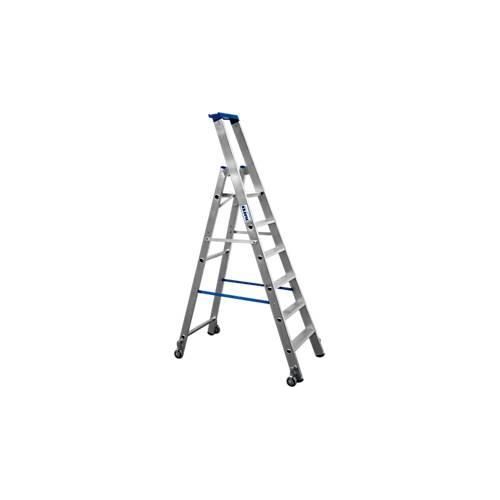 Alu-Stufenstehleiter, fahrbar, 6 Stufen