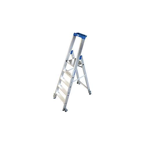 Alu-Stufenstehleiter, fahrbar, 5 Stufen