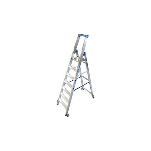 Alu-Stufenstehleiter, fahrbar, 7 Stufen
