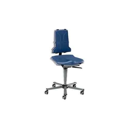 Arbeitsstuhl bimos SINTEC, Synchronmechanik mit Gewichtsregulierung, Orthositz, ohne Armlehnen & Polsterung, mit Rollen