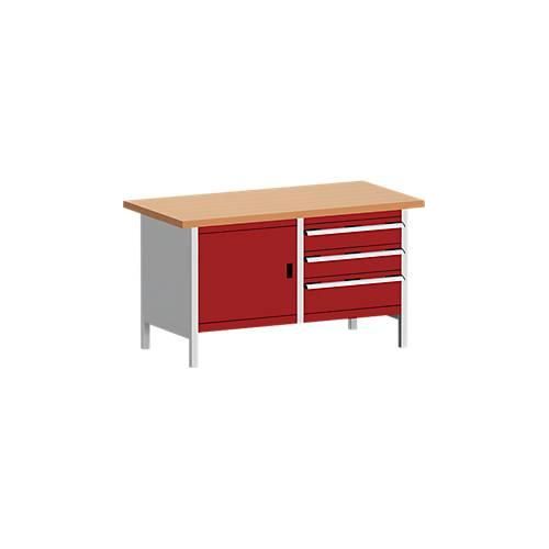 Kastenwerkbank KW-1578-2.3, purpurrot