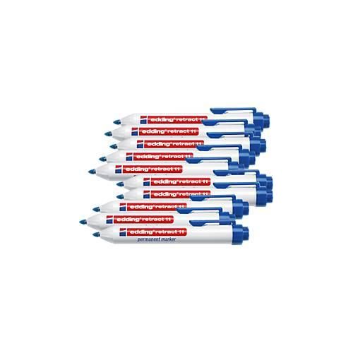 edding retract 11 Permanentmarker, ohne Kappe, mit Druckmechanik, 10 Stück, blau