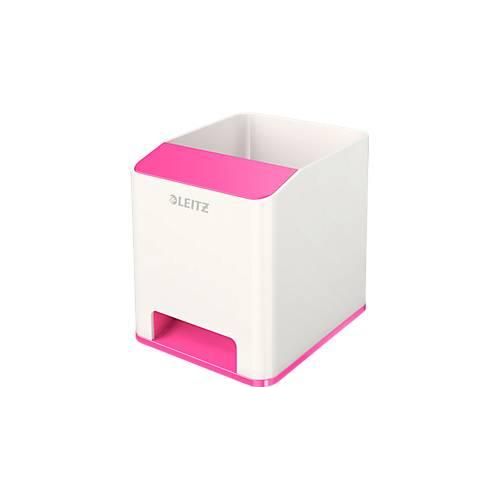 Stiftehalter Leitz WOW Sound, 1 Fach, Smartphone-Fach mit Soundverstärkung, weiß/pink