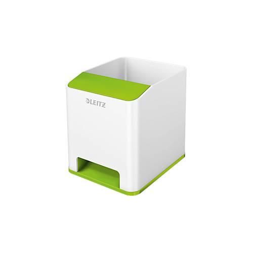 Stiftehalter Leitz WOW Sound, 1 Fach, Smartphone-Fach mit Soundverstärkung, weiß/grün