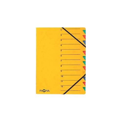 PAGNA Dokumentenmappe Easy, DIN A4, Gummizugverschluss, 12-teilig, gelb