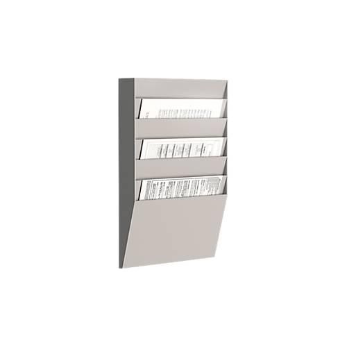 Paperflow Prospekt-Wandhalter A4 quer 6 Fächer, grau