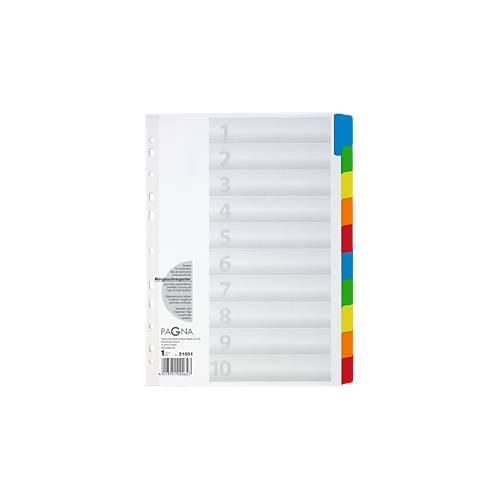 PAGNA Karton-Register, Zahlen 1-10, farbige Tabs