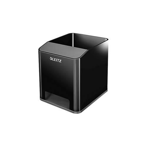 Stiftehalter Leitz WOW Sound, 1 Fach, Smartphone-Fach mit Soundverstärkung, schwarz