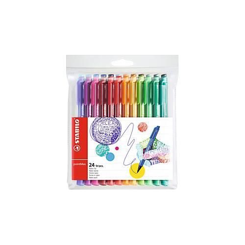 Stabilo Filzstifte pointMax, 24 Farben, Strichstärke 0,8 mm, im Etui