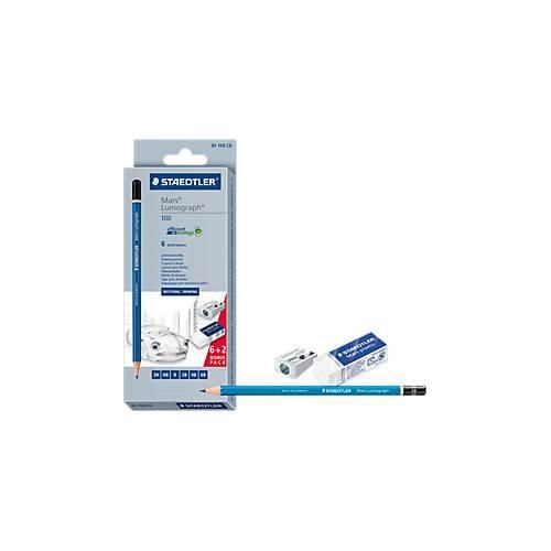 Staedtler Mars® Lumograph® 100 Set, Bleistifte, Spitzer und Radierer im Set