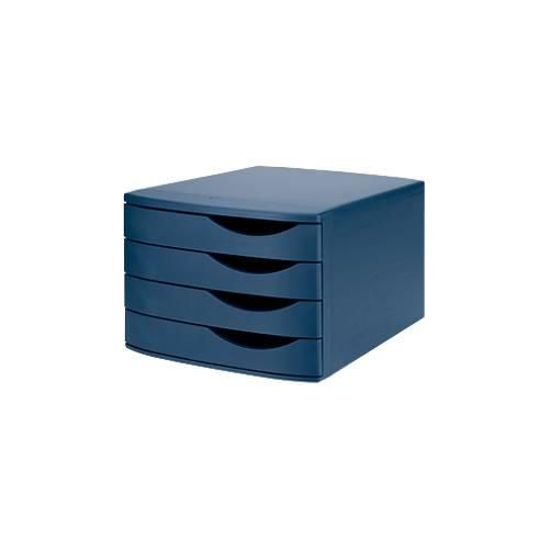 ATLANTA Schubladenbox, 4 Schubladen geschlossen, DIN A4, Recycling-Kunststoff, blau