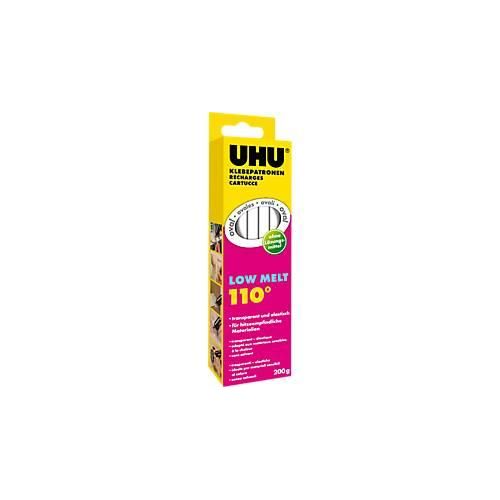 Heißklebepistole Patronen UHU LT 110 Low Melt, 200 g, ovale Form, für nahezu alle Materialien