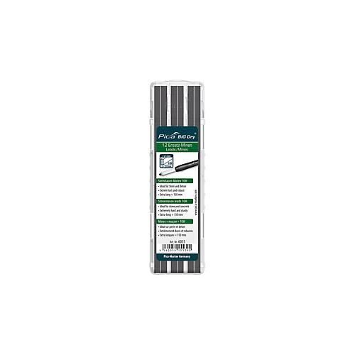 Maurerbleistift Ersatzminen Pica BIG Dry 6055, Graphit 10 H, für Stein & Beton, L 150 mm, mit Etui, 12 Stück