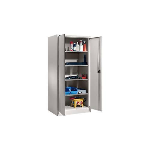 Schäfer Shop Select Materialschrank MSI 2509 S, verstärkte Ausführung, bis 100 kg/Fachboden, B 950 x T 500 x H 1935 mm, lichtgrau/lichtgrau