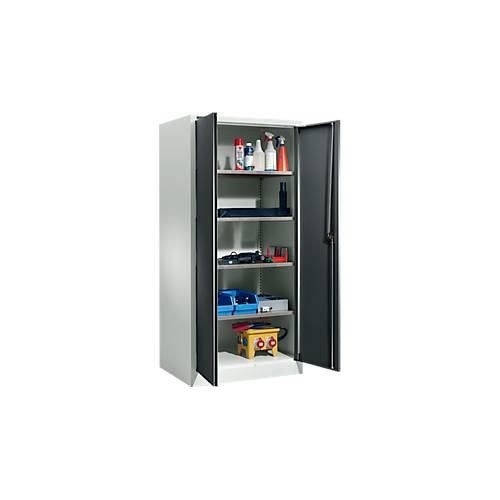 Schäfer Shop Select Materialschrank MSI 2509 S, verstärkte Ausführung, bis 100 kg/Fachboden, B 950 x T 500 x H 1935 mm, lichtgrau/anthrazitgrau