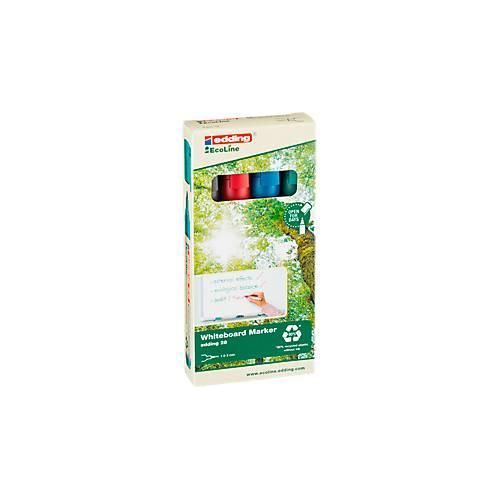 Edding 28 EcoLine Whiteboardmarker, Rundspitze, nachfüllbar, 4er-Set