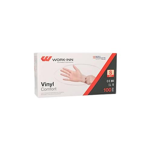 Einmalhandschuhe WORK-INN Comfort, Vinyl, puderfrei, latexfrei, transparent, Größe S, 100 Stück