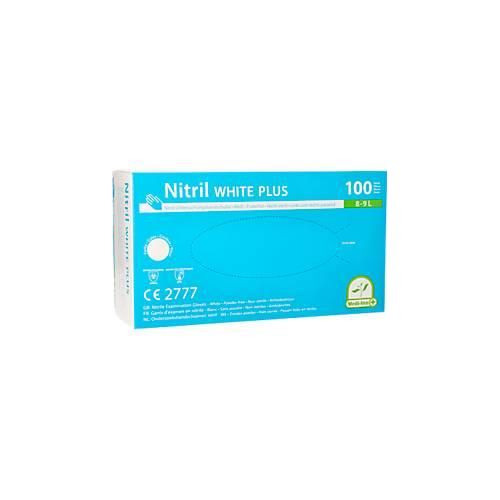 Einmalhandschuhe Medi-Inn® PS Nitril White Plus, für links/rechts, puderfrei, nicht steril, allergikergeeignet, Größe L, Nitril, weiß, 100 Stück