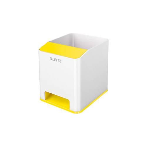 Stiftehalter Leitz WOW Sound, 1 Fach, Smartphone-Fach mit Soundverstärkung, weiß/gelb