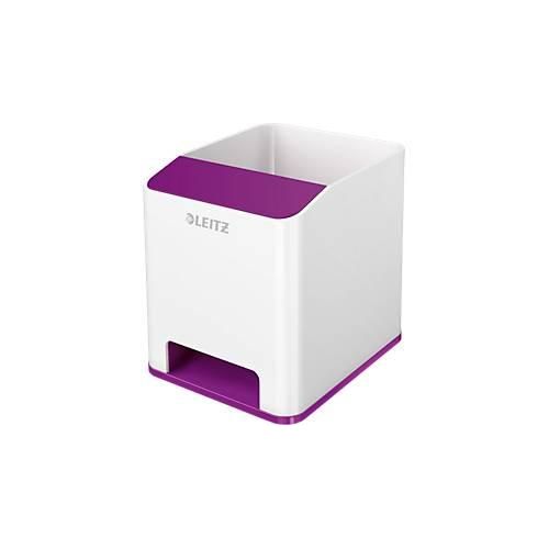 Stiftehalter Leitz WOW Sound, 1 Fach, Smartphone-Fach mit Soundverstärkung, weiß/violett