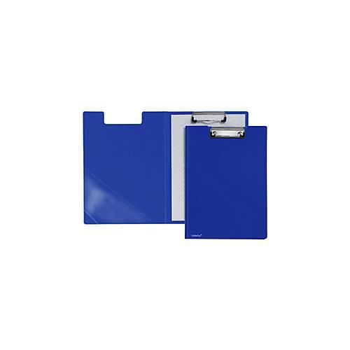Klemmbrett-Mappe A4, Klemme mit Kunststoffecken, Dreiecks-Klarsichttasche innen, PP, blau