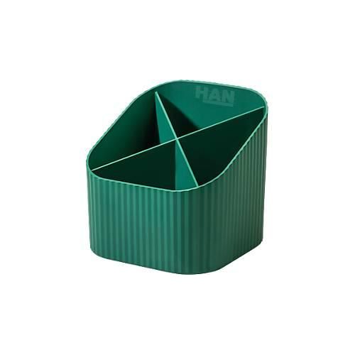 Stiftehalter HAN Karma, 4 unterschiedlich hohe Fächer, B 111 x H 105 x T 111 mm, recycelter Kunststoff, grün