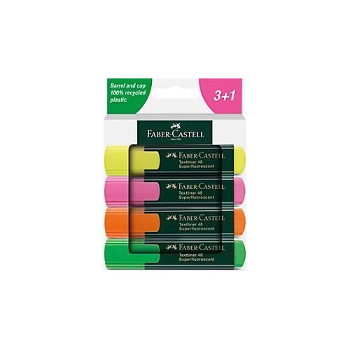 Textliner Faber-Castell, 4-er Etui, gelb, orange, rosa, grün